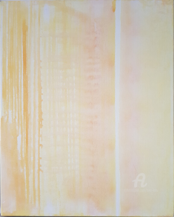 Painting titled "Lemon Yellow" by Tina Lane, Original Artwork, Acrylic Mounted on Wood Stretcher frame