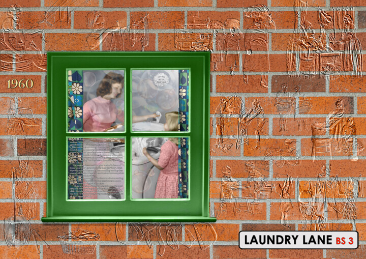 Artes digitais intitulada "Wash with Mother" por Tina Lane, Obras de arte originais, colagem digital