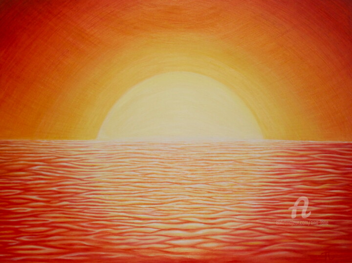 Painting titled "CA Sunset" by Tina Lane, Original Artwork, Oil