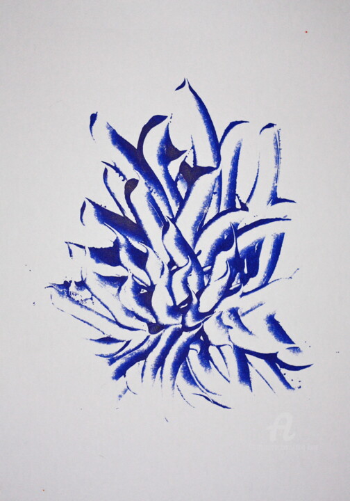 Printmaking titled "Mono in Blue" by Tina Lane, Original Artwork, Monotype