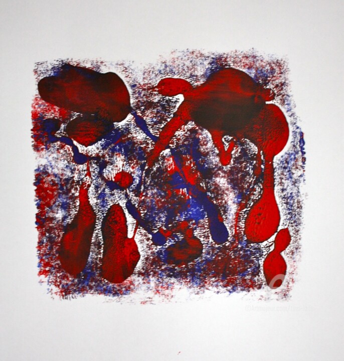 Printmaking titled "Print 2 of 2, Red B…" by Tina Lane, Original Artwork, Monotype