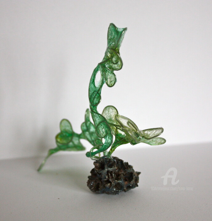 Sculpture titled "Green Djinn II" by Tina Lane, Original Artwork, Resin