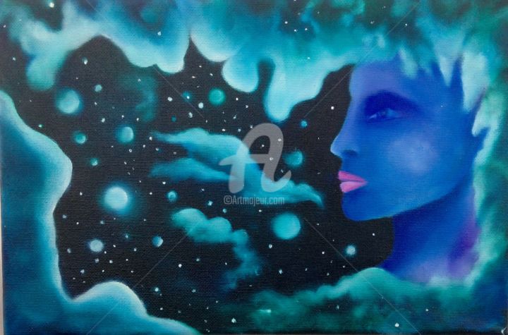 Peinture intitulée "Le souffleur de rêve" par Shanna Kilaio - Onaicrom, Œuvre d'art originale
