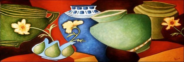 Pittura intitolato "tina palma - vasi i…" da Tina Palma, Opera d'arte originale