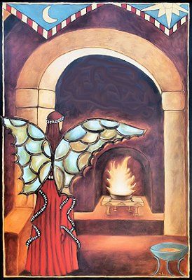 Pittura intitolato "Donna Farfalla" da Tina Palma, Opera d'arte originale,