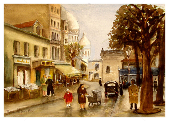 Pintura titulada "Montmartre.jpg" por Tina Verpoorten, Obra de arte original, Acuarela