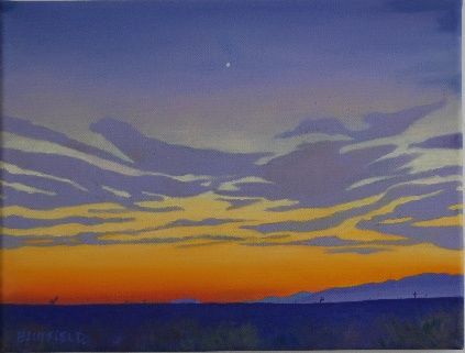 Painting titled "WINTER DAWN, MOJAVE" by Tina Bluefield, Original Artwork, Oil