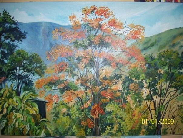 Peinture intitulée "Bucare en Valle de…" par Tinava, Œuvre d'art originale