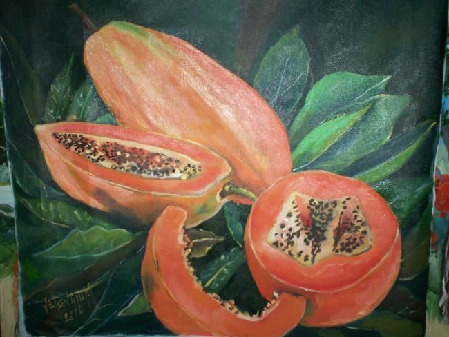 Ζωγραφική με τίτλο "Papayas" από Tinava, Αυθεντικά έργα τέχνης