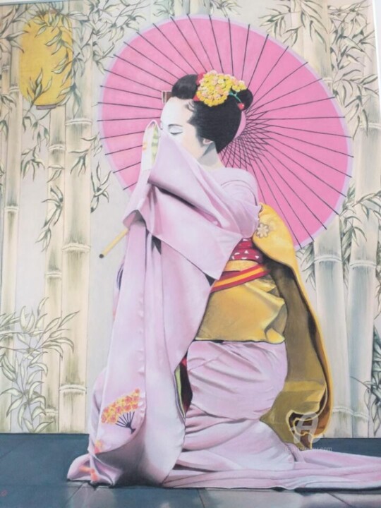 Pittura intitolato "Hanako" da Tino Cintas, Opera d'arte originale, Pastello Montato su Telaio per barella in legno