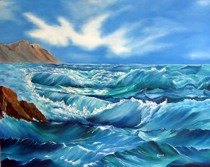 Painting titled "vagues-et-lumiere-g…" by Gerard Andraud, Original Artwork