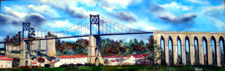 Painting titled "pont-tonnay-charent…" by Gerard Andraud, Original Artwork