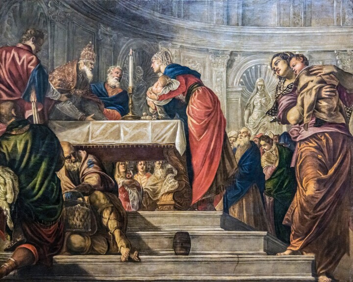 Malarstwo zatytułowany „Présentation de Jés…” autorstwa Tintoretto, Oryginalna praca, Olej