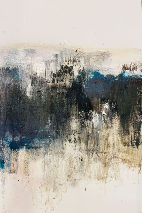 Painting titled "Coffee landscape" by Tiny De Bruin, Original Artwork, Acrylic Mounted on Wood Panel
