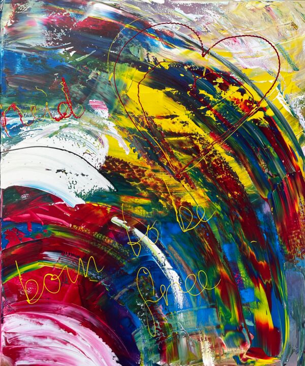 Painting titled "Born to be free" by Tiny De Bruin, Original Artwork, Acrylic