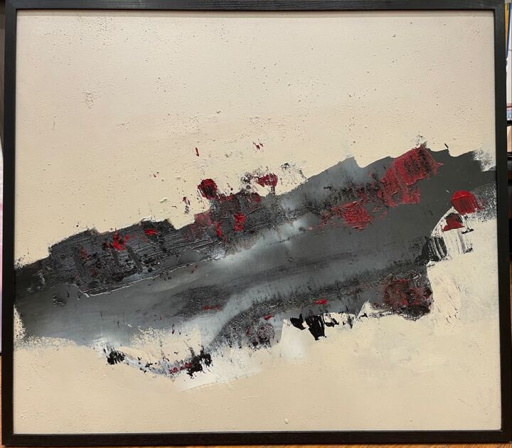 Painting titled "Abstract black red…" by Tiny De Bruin, Original Artwork, Acrylic
