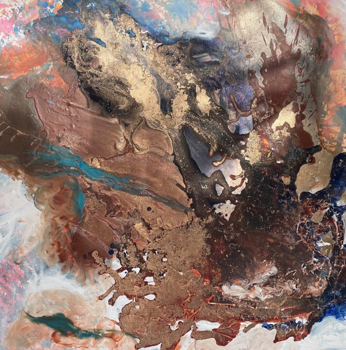 Painting titled "Love fluidly" by Tiny De Bruin, Original Artwork, Acrylic Mounted on Wood Stretcher frame