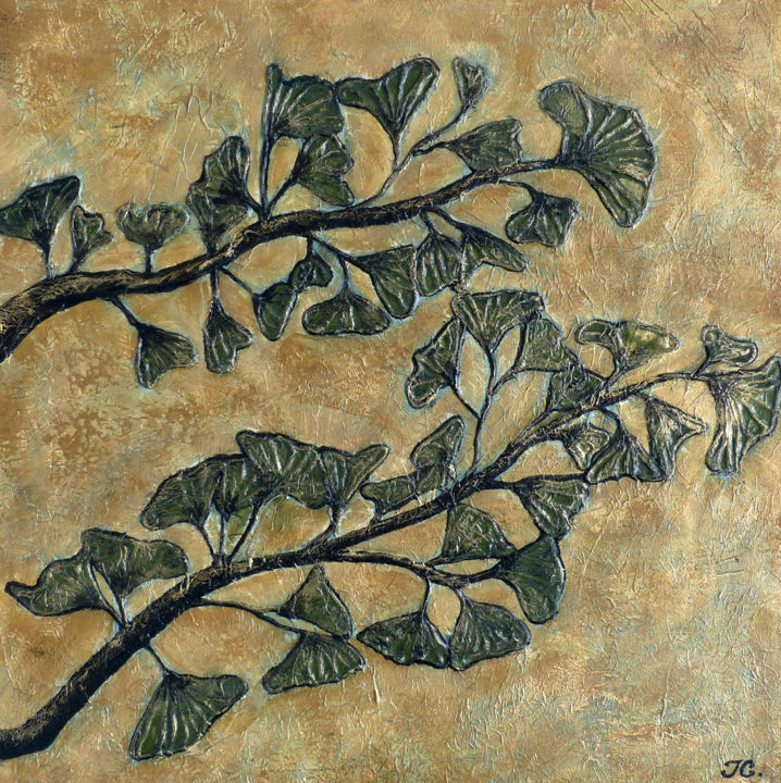 Peinture intitulée "Ginkgo" par Tiphanie Canada, Œuvre d'art originale, Acrylique