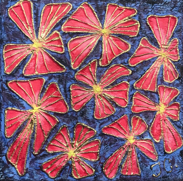 Malerei mit dem Titel "Psychedelic Flowers…" von Tiphanie Canada, Original-Kunstwerk, Acryl