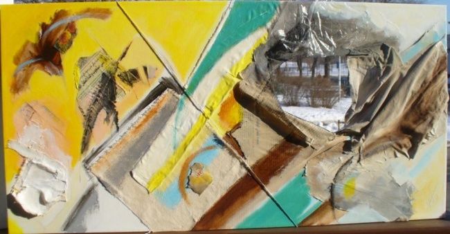 Painting titled "Composition béante" by Thierry Noiret, Original Artwork, Oil