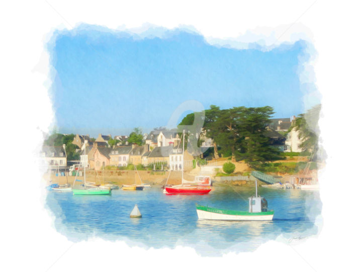 Painting titled "Benodet et Port Sai…" by Joost Hogervorst, Original Artwork, Watercolor