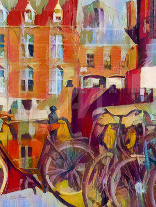 Schilderij getiteld "Amsterdam - Bloemen…" door Joost Hogervorst, Origineel Kunstwerk,