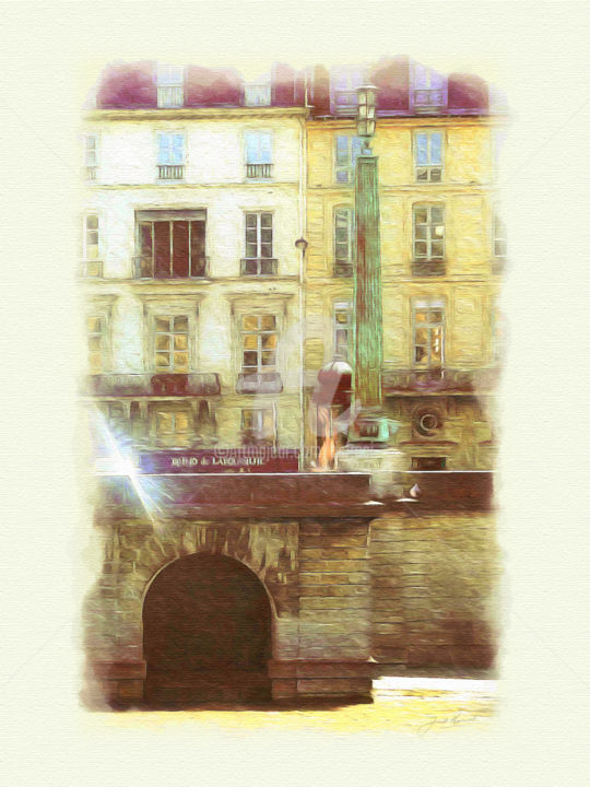 Digital Arts titled "Paris Seine Quai" by Joost Hogervorst, Original Artwork, Digital Painting