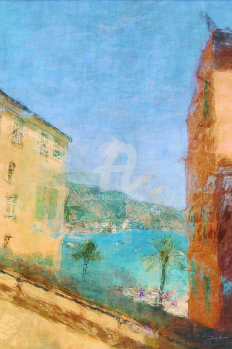Peinture intitulée "Menton Cote d'Azur" par Joost Hogervorst, Œuvre d'art originale