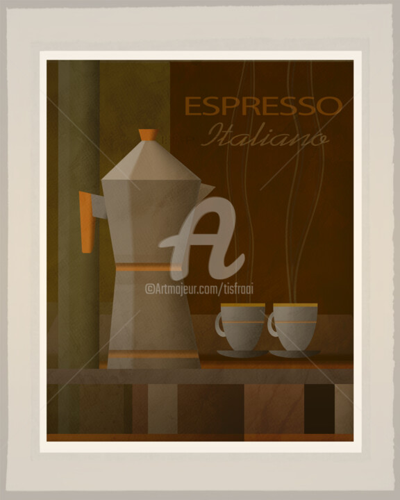 Digital Arts titled "Espresso Italiano -…" by Joost Hogervorst, Original Artwork, Digital Painting