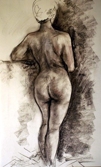 Dessin intitulée "desnudo femenino" par Aleks Tishyn, Œuvre d'art originale