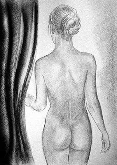 Dessin intitulée "desnudo femenino" par Aleks Tishyn, Œuvre d'art originale