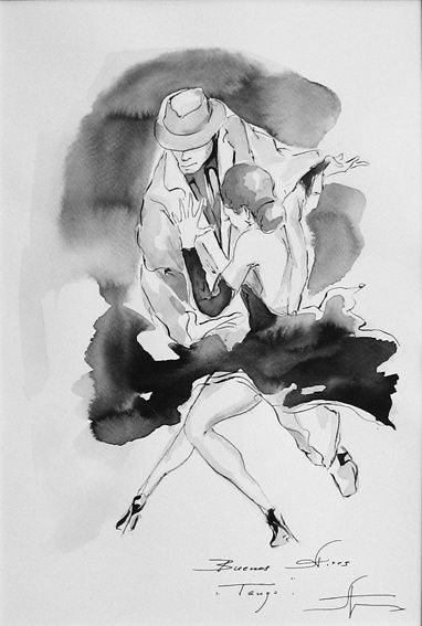 Drawing titled "Tango argentino" by Aleks Tishyn, Original Artwork