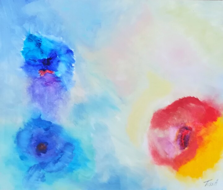 Malarstwo zatytułowany „Bouquet évanescent” autorstwa Tissa, Oryginalna praca, Akryl