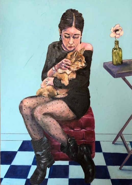 Schilderij getiteld "Paola e Yuki" door Nicoletta Nava, Origineel Kunstwerk, Olie