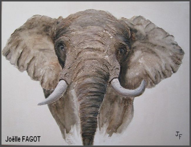 绘画 标题为“ELEPHANT D'AFRIQUE” 由Joelle Fagot, 原创艺术品