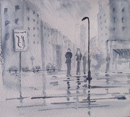 Peinture intitulée "Soir de pluie 4" par Titi D'Avril, Œuvre d'art originale