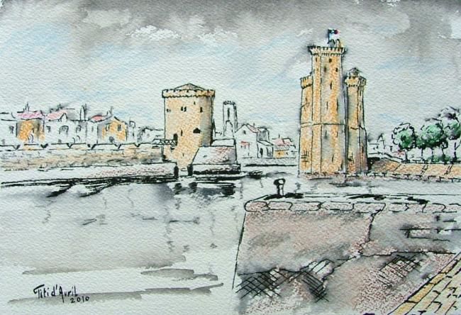Peinture intitulée "La_Rochelle_vu_du_c…" par Titi D'Avril, Œuvre d'art originale,
