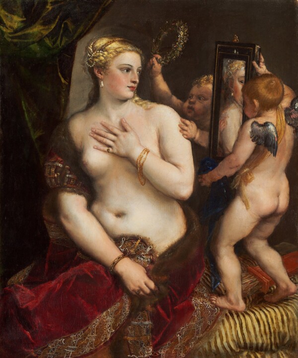 Malarstwo zatytułowany „Vénus au miroir” autorstwa Titien, Oryginalna praca, Olej