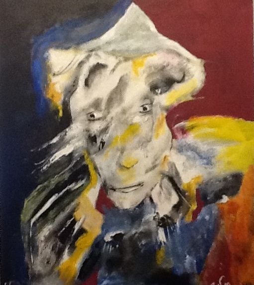 Painting titled "bille de clown no 2" by Martine Villani, Original Artwork, Acrylic