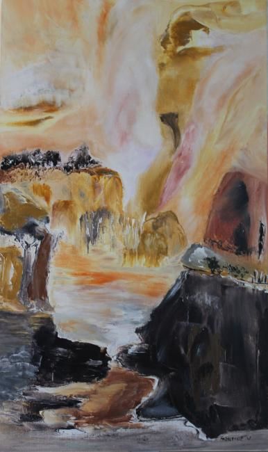 Painting titled "Le grand canyon" by Martine Villani, Original Artwork