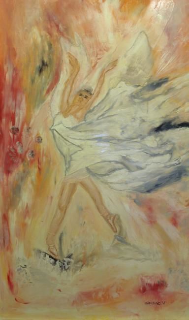 Pintura intitulada "Le passage d'un ange" por Martine Villani, Obras de arte originais