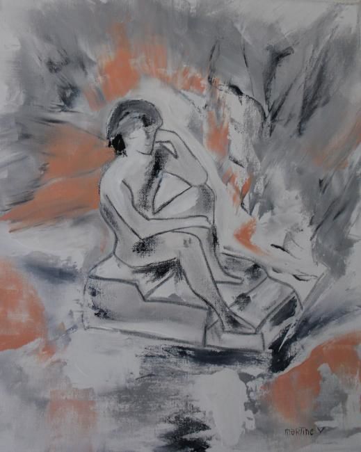 Pittura intitolato "Le penseur" da Martine Villani, Opera d'arte originale, Olio