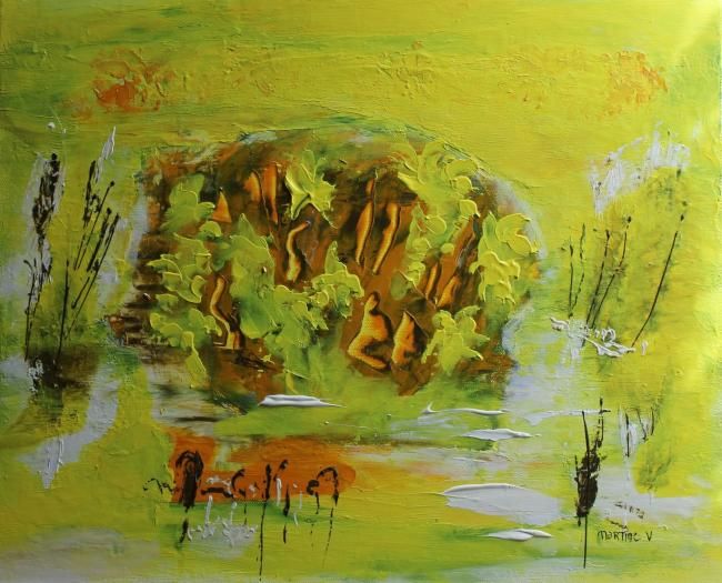 Pintura intitulada "Terre de lumiere" por Martine Villani, Obras de arte originais, Acrílico