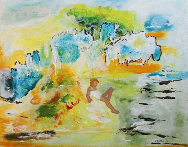 Painting titled "Partir... se perdre" by Martine Villani, Original Artwork, Oil