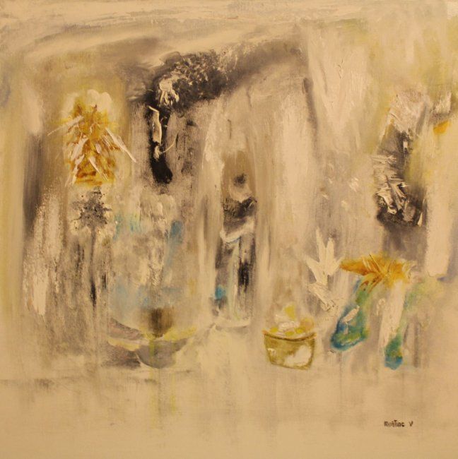 Painting titled "Oasis" by Martine Villani, Original Artwork, Oil