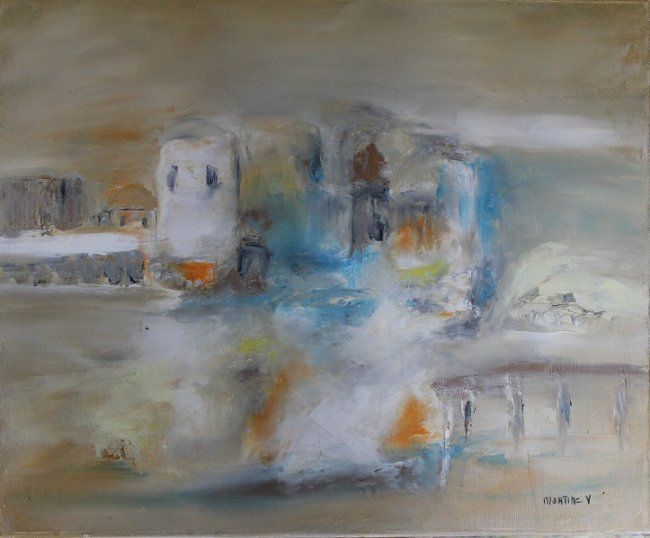 Painting titled "Contre vent et mareé" by Martine Villani, Original Artwork, Oil