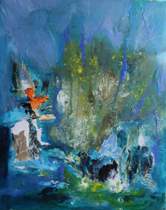 Painting titled "Bleue passion" by Martine Villani, Original Artwork