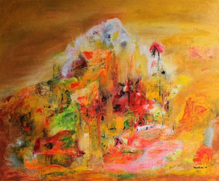 Painting titled "La citadelle du cen…" by Martine Villani, Original Artwork, Acrylic