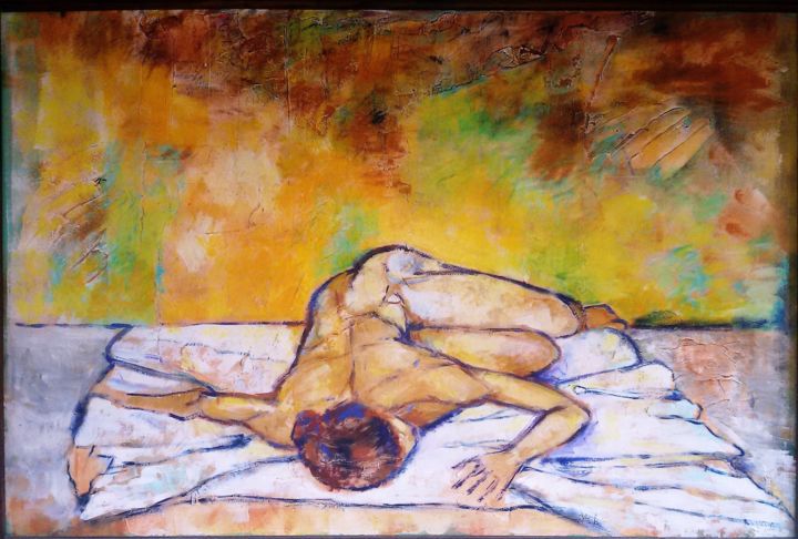 Malerei mit dem Titel "desnudo  recostado" von Titino Morzone, Original-Kunstwerk, Acryl