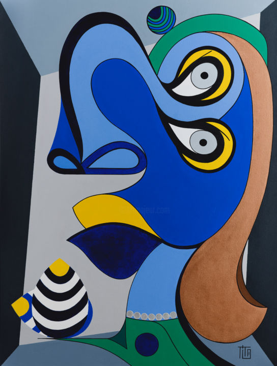 Peinture intitulée "LADY BLUE" par Tito, Œuvre d'art originale, Acrylique